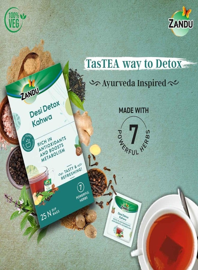 Zandu Desi Detox Kahwa Use The Power Of Green Tea | Metabolism Booster & Natural Detoxifier | Supports Overall Health & Well-Being (25 Tea Bags), 100 gram - Image 2