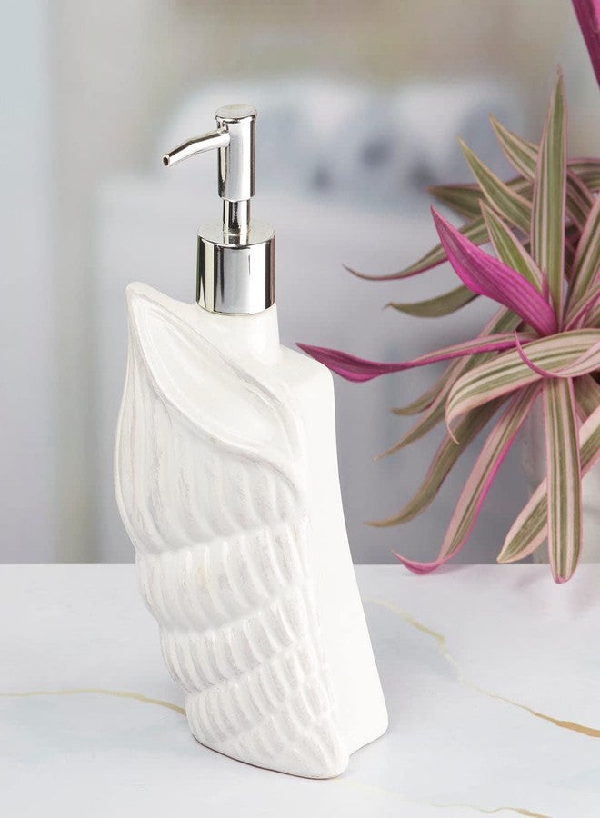 SaSaSa Ceramic Soap Dispenser for Bathroom handwash, refillable Pump Bottle for Kitchen Hand wash Basin, Set of 1, White (7965) - Image 4