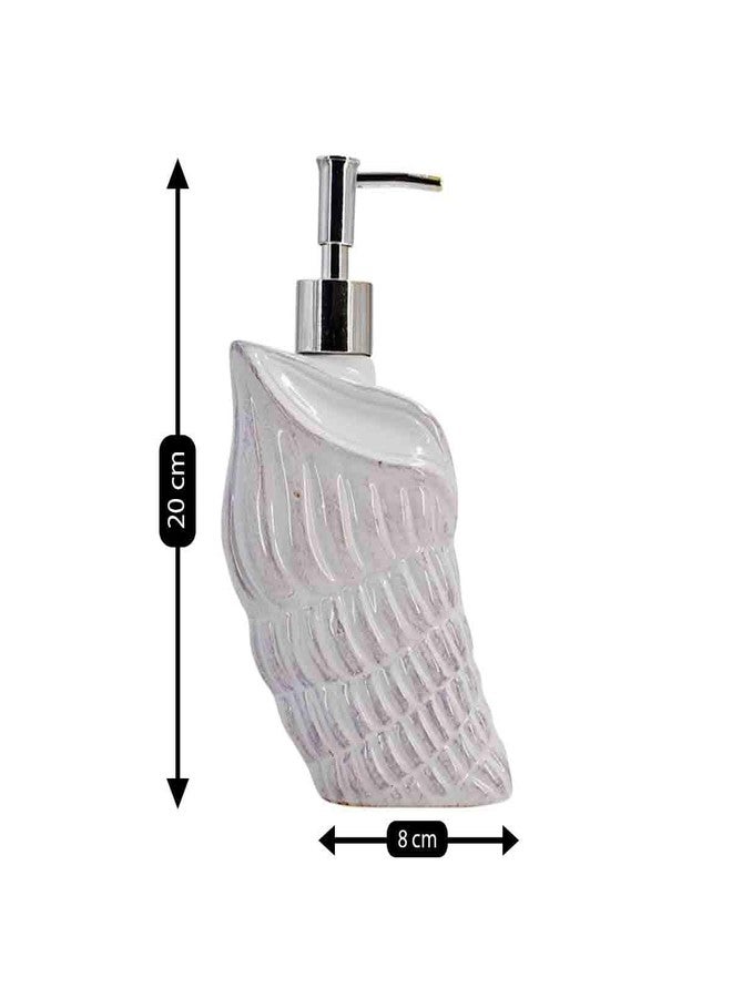 SaSaSa Ceramic Soap Dispenser for Bathroom handwash, refillable Pump Bottle for Kitchen Hand wash Basin, Set of 1, White (7965) - Image 3