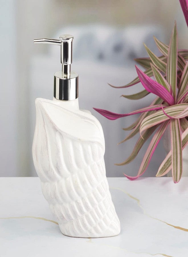 SaSaSa Ceramic Soap Dispenser for Bathroom handwash, refillable Pump Bottle for Kitchen Hand wash Basin, Set of 1, White (7965) - Image 1