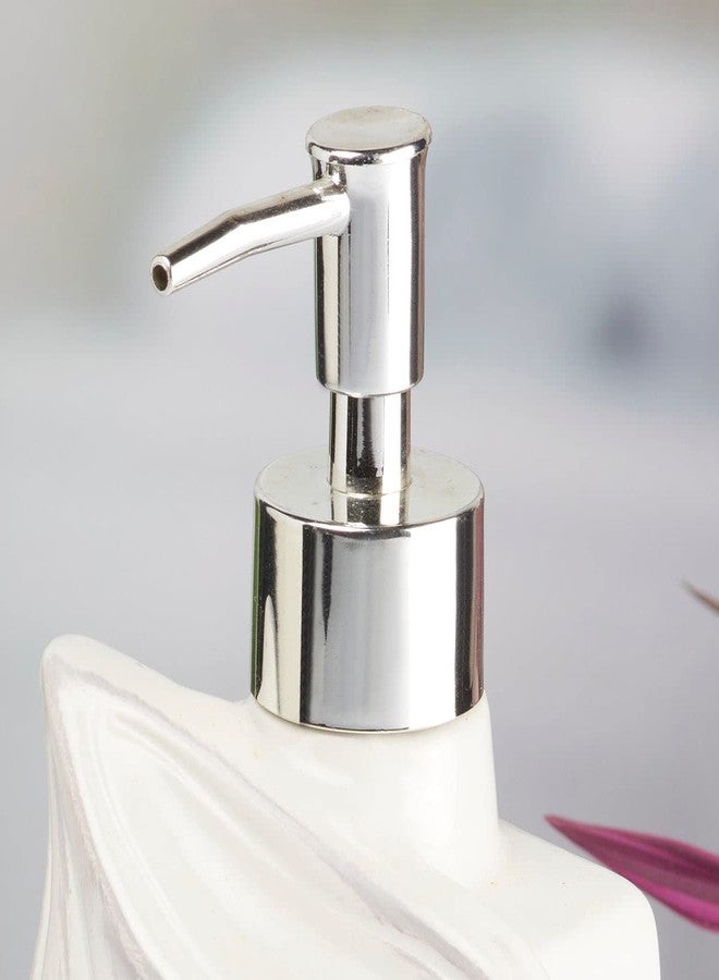 SaSaSa Ceramic Soap Dispenser for Bathroom handwash, refillable Pump Bottle for Kitchen Hand wash Basin, Set of 1, White (7965) - Image 2
