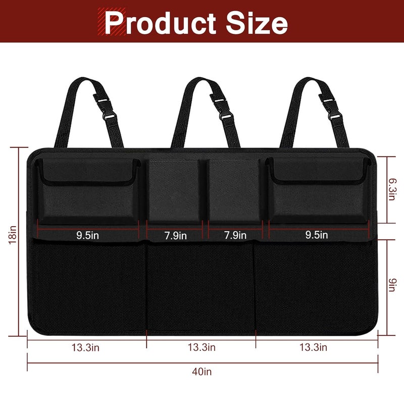 AOPHY Car Trunk Organizer, Large Capacity Backseat Hanging Large Storage with 7 Pockets, Waterproof Collapsible Backseat Hanging Organizer, Cargo Storage Bag for SUV, Truck, MPV - Image 2