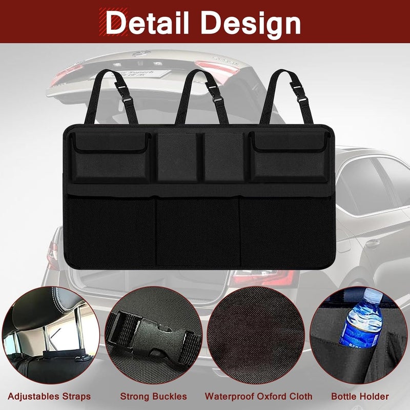 AOPHY Car Trunk Organizer, Large Capacity Backseat Hanging Large Storage with 7 Pockets, Waterproof Collapsible Backseat Hanging Organizer, Cargo Storage Bag for SUV, Truck, MPV - Image 3