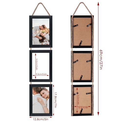 QUTREY 4x6 Collage Picture Frames Black, 6 Openings Vertical Hanging Photo Frame Set Display 4 by 6 inch Pictures for Wall Decor, 2 Pack - Image 2