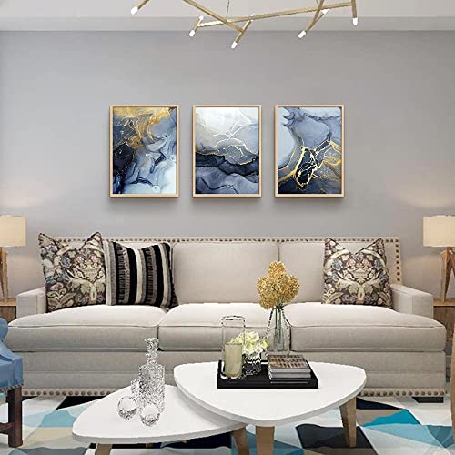 DZRWUBHS Framed Wall Art for Living Room Abstract Wall Decor for Bedroom Abstract Ink painting Wall Artworks Hang Pictures for Office Decoration 3 Panels Home Decor Posters Natural wood Framed Art Prints - Image 3