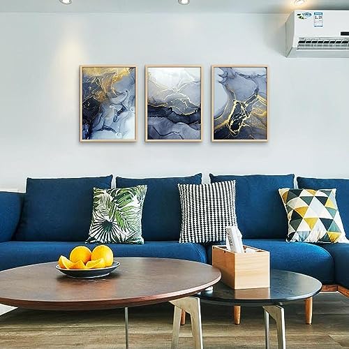DZRWUBHS Framed Wall Art for Living Room Abstract Wall Decor for Bedroom Abstract Ink painting Wall Artworks Hang Pictures for Office Decoration 3 Panels Home Decor Posters Natural wood Framed Art Prints - Image 2