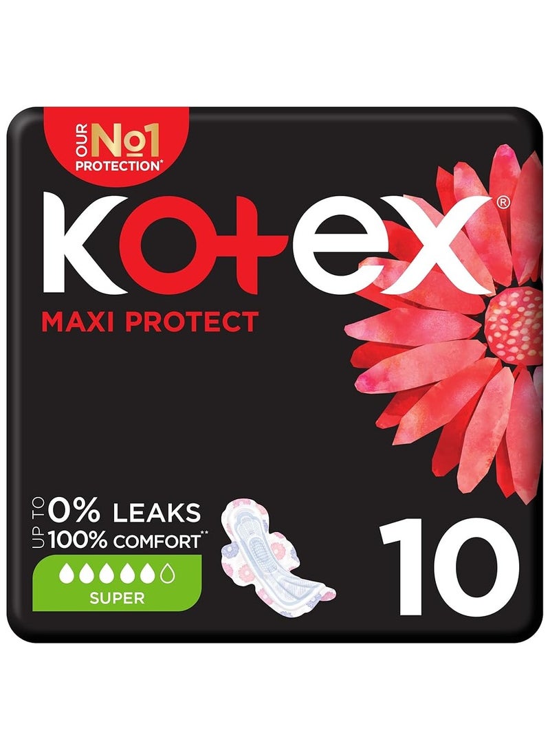 كوتكس 10 قطع Maxi Protect Metallic Pads - حجم كبير مع أجنحة لحماية مدمجة!