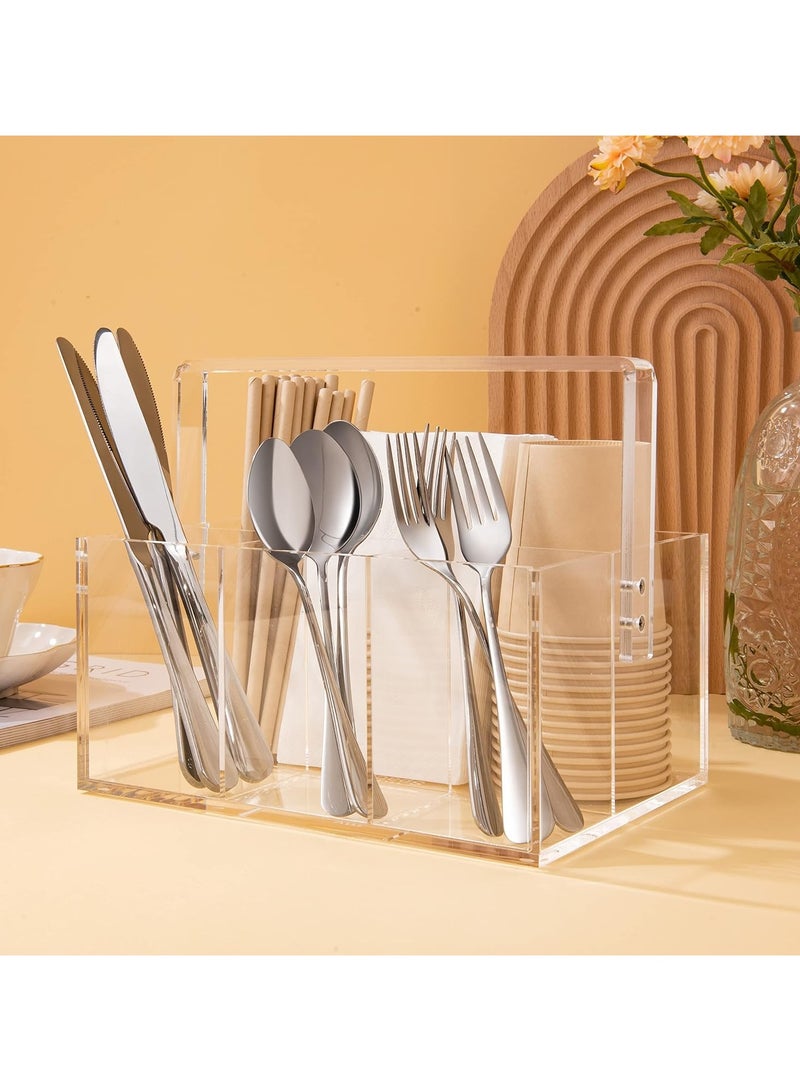 TPGP Organizers Utensil Holder Silverware Caddy Countertop Cutlery for Napkins Flatware Spoon Fork Knife for Picnic Party Plastic Acrylic - Image 3