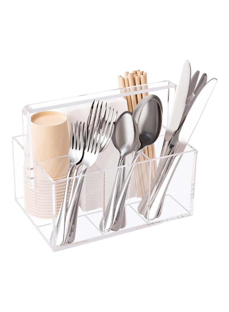 TPGP Organizers Utensil Holder Silverware Caddy Countertop Cutlery for Napkins Flatware Spoon Fork Knife for Picnic Party Plastic Acrylic - Image 1