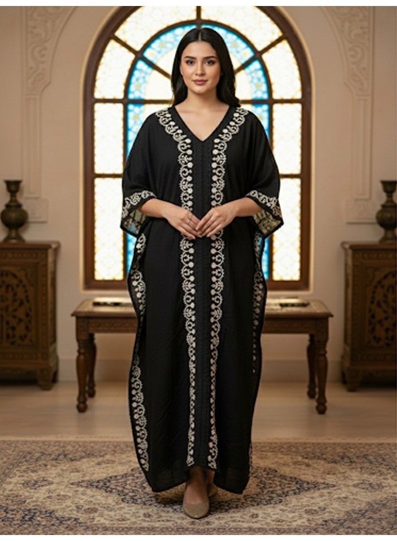 Alaya Embroidered Chikankari Cotton Kaftan-AL2556 - Image 1