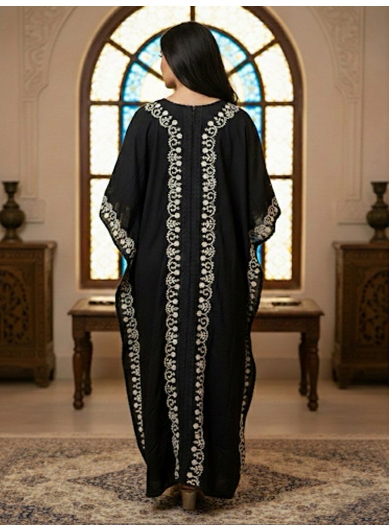 Alaya Embroidered Chikankari Cotton Kaftan-AL2556 - Image 2