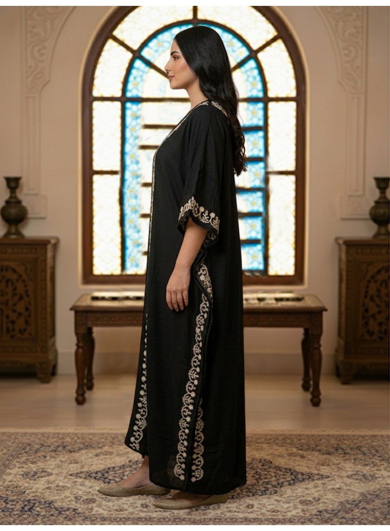 Alaya Embroidered Chikankari Cotton Kaftan-AL2556 - Image 3