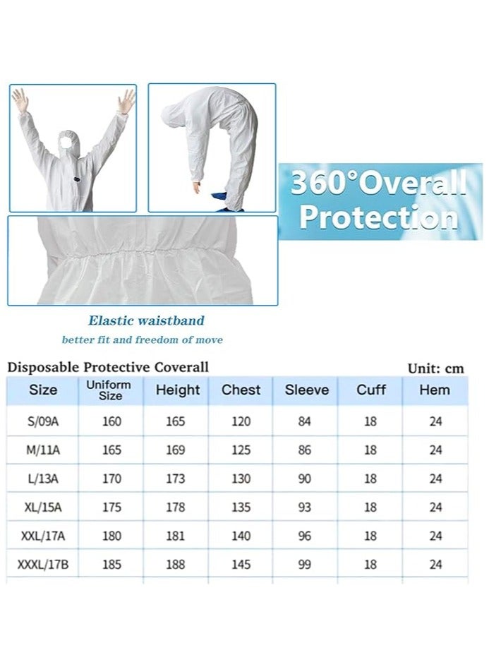 VINSTAR Premium Disposable Protective Coveralls (Pack of 50 pcs) - Medical PPE Hazmat Suit for Men & Women - Full Body Protection with Hood, Elastic Cuffs/Ankles, Storm Flap Zipper - 40 gsm (XL)  - Image 3