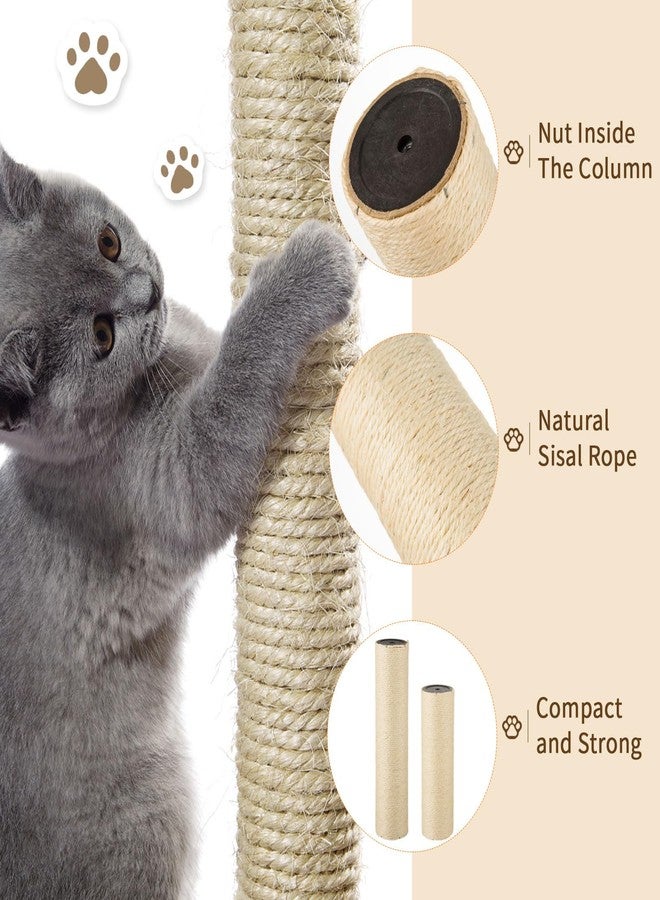 FOBSME 2 Root Cat Scratching Post Replacement 17.72x3.54 Cat Tree Scratch Post Replacement Natural Sisal Pole Cat Scratch Post Refill Pole Part with M8 Screws for Kitten Tree Tower Cat Furniture Accessories - Image 3