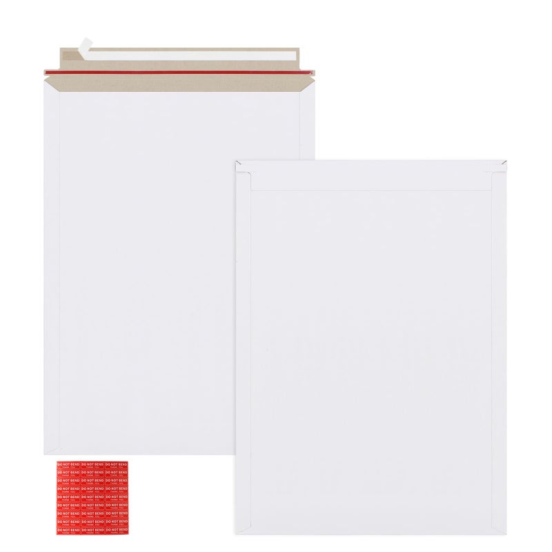 zmybcpack 25 Pack 13x18 inch Large Rigid Mailer Self Seal Photo Document Mailers, Stay Flat White Cardboard Envelopes White Photography Mailers for CD, Photos, Document - Image 1