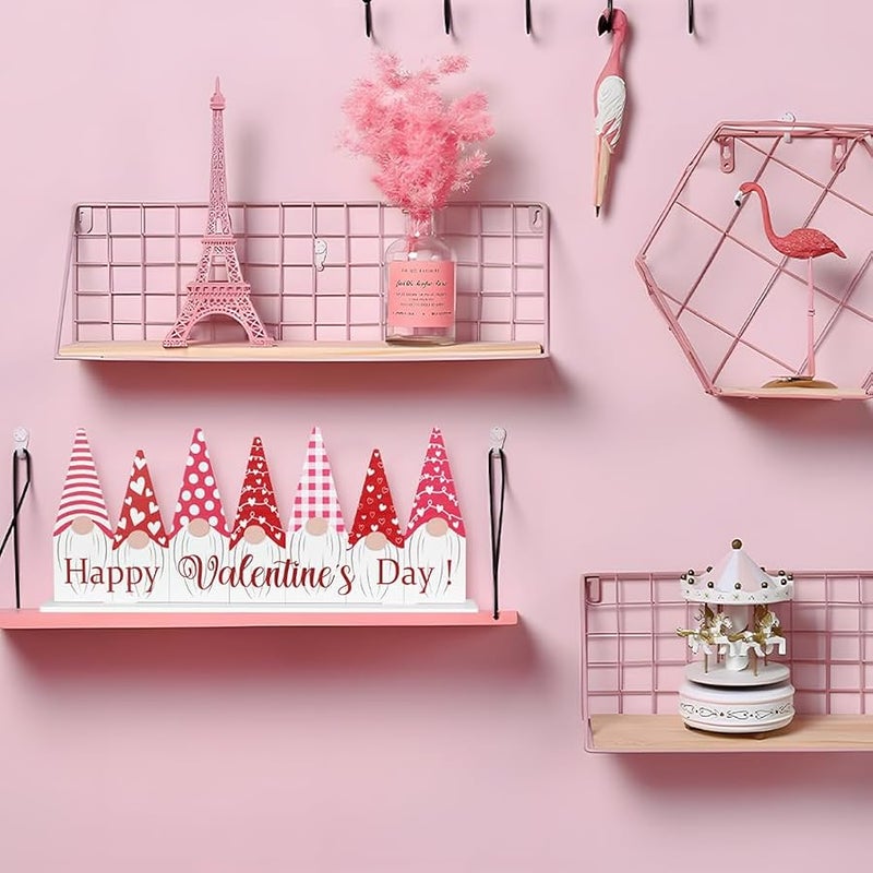 DECSPAS 1PC Double-sided Pink Green Gnome - Valentines & St Patricks Day Decorations, Happy Valentine's Day Sign for Home, Table, Mantle - Image 5