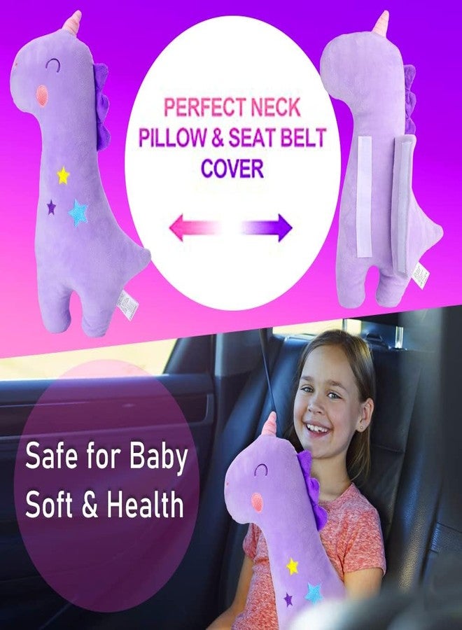 Resulzon Seat Belt Cover Pillow for Kids, Car Seatbelt Cushion Shoulder Neck Support Protector Pad, Soft Stuffed Plush Travel Vehicle Safety Belts Strap Pillow for Boys and Girls Headrest (Unicorn) - Image 3