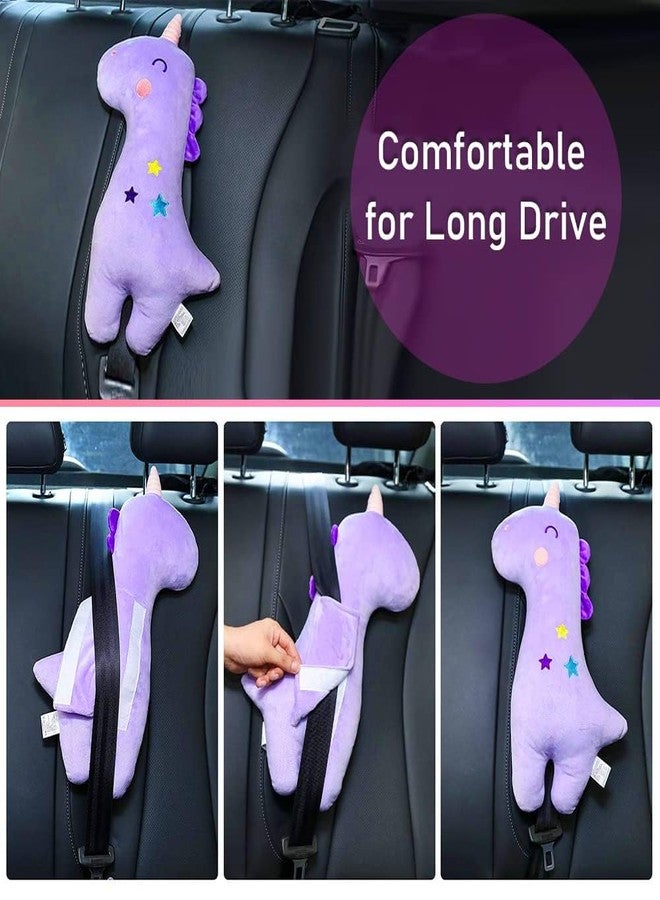Resulzon Seat Belt Cover Pillow for Kids, Car Seatbelt Cushion Shoulder Neck Support Protector Pad, Soft Stuffed Plush Travel Vehicle Safety Belts Strap Pillow for Boys and Girls Headrest (Unicorn) - Image 4