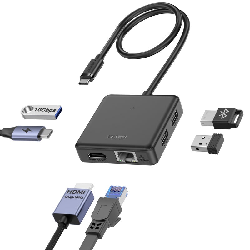 BENFEI USB C HUB 6in1 with HDMI4K60Hz 100Mbps Ethernet 100W Power Delivery 1USB 32 10Gbps and 2USB 20 Compatible with iPhone 16 ProMax MacBook iPad Pro iMac S23 XPS17 - Image 2