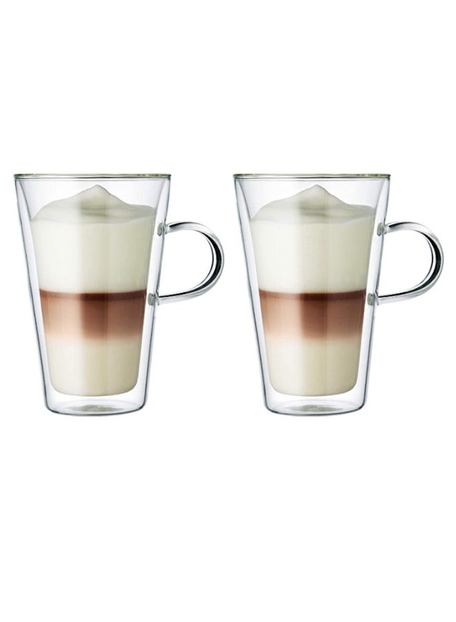 2 Pcs Insulated Glass Mug, Double Wall High Heat Borosilicate Glass - Image 1