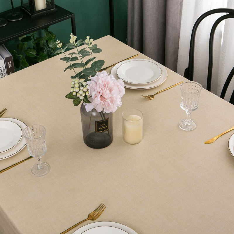 LIBERECOO Vinyl Tablecloth with Flannel Backing, Champagne, Waterproof, Stain-Resistant, Easy-Clean Table Cover for Dining, Kitchen, and Outdoor Use, 60" x 60" Square - Image 5