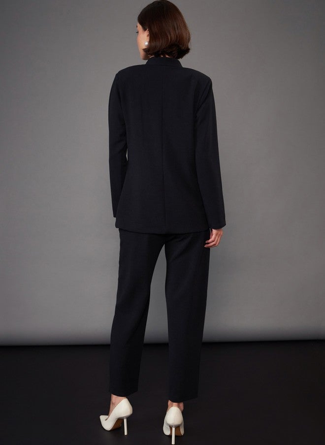 SASSAFRAS Black Slim Fit Blazer and Trousers Co-Ords for Women - Image 5