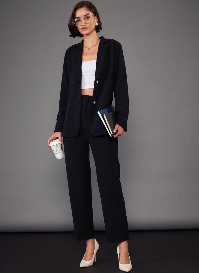 SASSAFRAS Black Slim Fit Blazer and Trousers Co-Ords for Women - Image 1