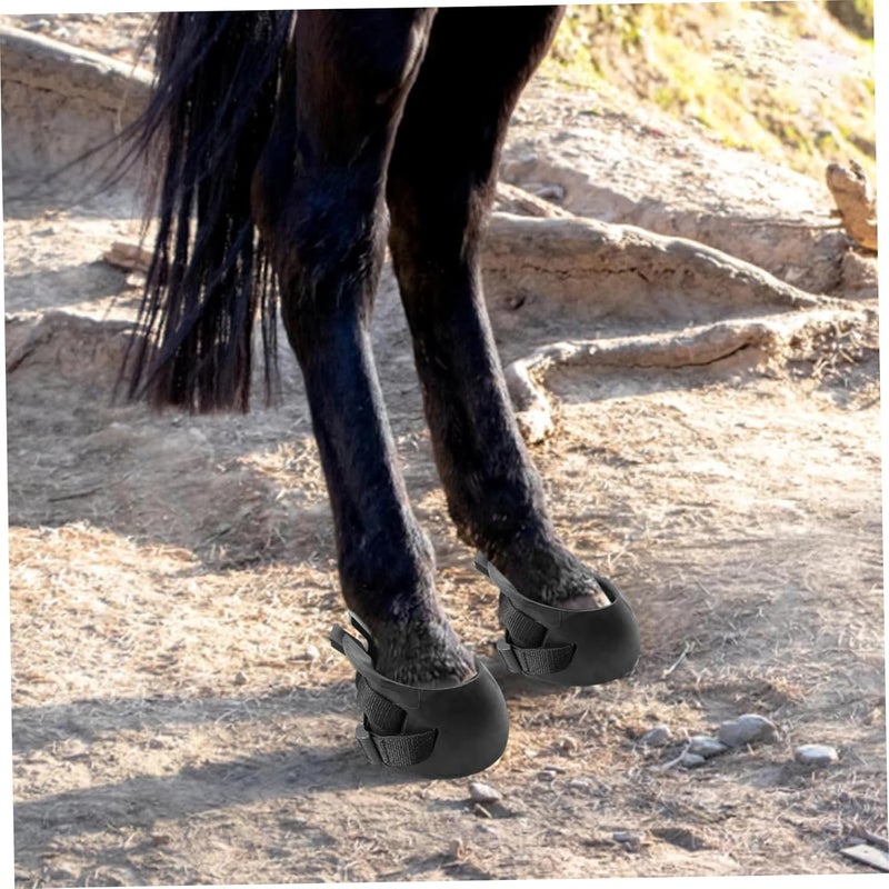 Horse Hoof Boots: 1 Pair Black M Size Rubber Hoof Protection Boots - Therapeutic Wound Care Hoof Boots for Equine Laminitis, Abscess and Nail Injury Management - Image 5