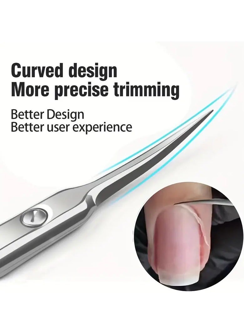 Goolsky 1pc Nail Cuticle Clippers, Stainless Steel Curved Blade Tweezers Pusher Dead Skin Removal Scissors Clippers Manicure Tools - Image 1