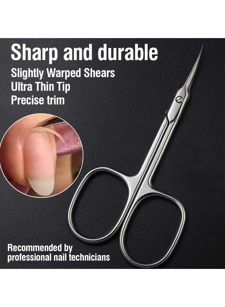 Goolsky 1pc Nail Cuticle Clippers, Stainless Steel Curved Blade Tweezers Pusher Dead Skin Removal Scissors Clippers Manicure Tools - Image 2