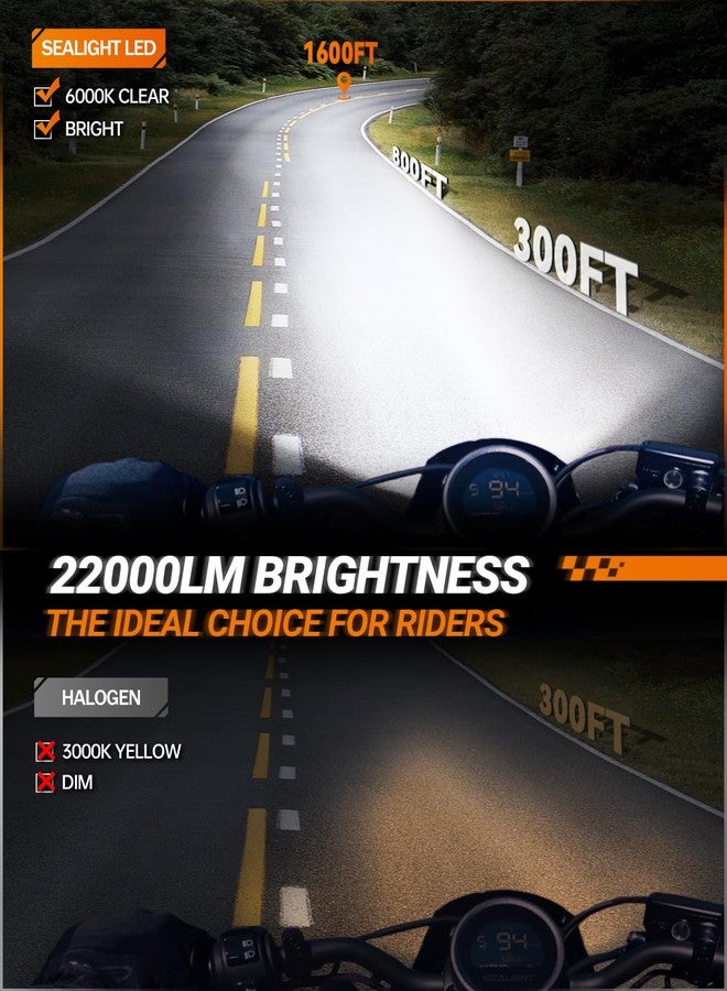 SEALIGHT ATV H4 Motorcycle Bulbs, Design For Powersport and Motorcycle Bike Bulb, 22000LM H4/9003/HB2 Motorbike Bulb, Plug and Play or Fog Lights - 1 Pack - Image 2