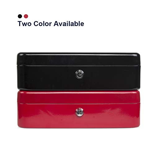KYODOLED Locking Cash Box with Lock,Money Box with Cash Tray,Lock Safe Box with Key,Money Saving Organizer,11.81Lx 9.45Wx 3.54H Inches,Red XL Large - Image 5