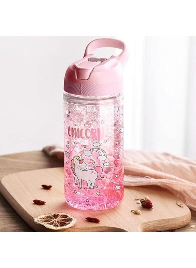 FAYET Kids Water Bottle 400ML with Straw or Chug Spout, Leak Proof, BPA Free, Easy Open, for School & Outdoor Use (Pink) - Image 1