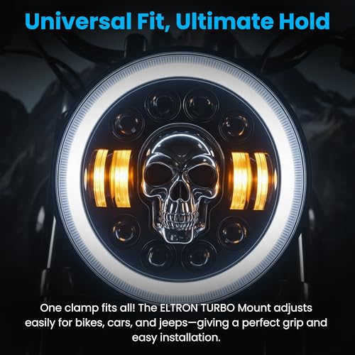 ELTRON TURBO LED Headlight DRL with Turn Signal Indicator 12V 240W multicolour Light Compatible with Classic/Standard Bullet Motorcycle, THAR CARS 7 INCH (Skull Design) - Image 5