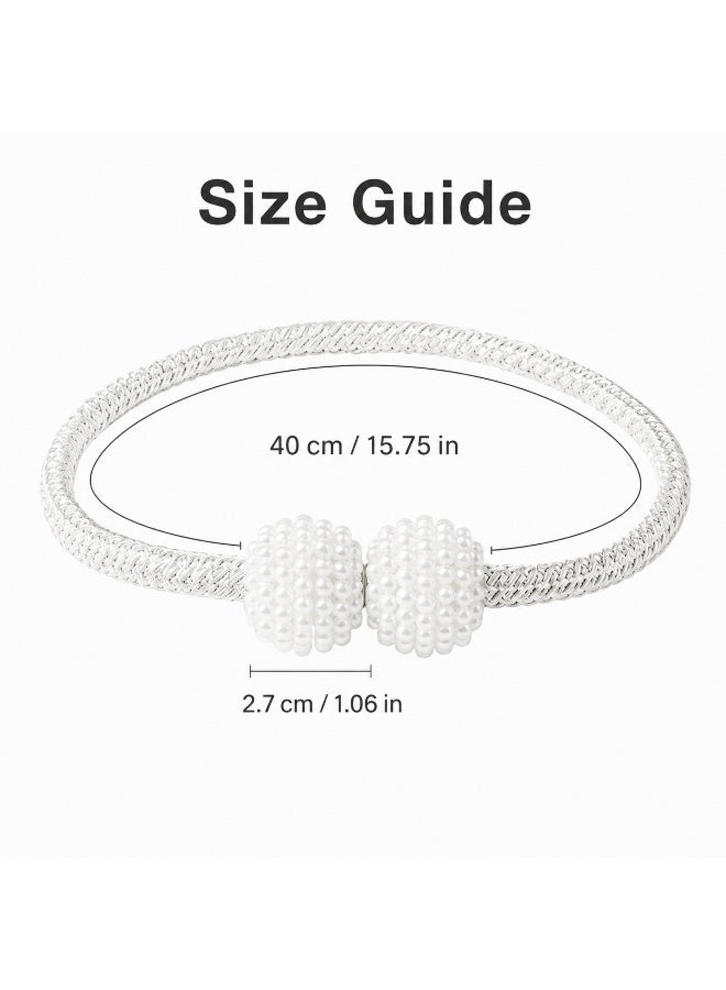 2 Pieces Magnetic Curtain Tie Backs - Pearl Ball Curtain Magnetic TieBacks, European Drapes Clips Rope Holdbacks for Home, Office, Hotel Window Decorative - Image 4