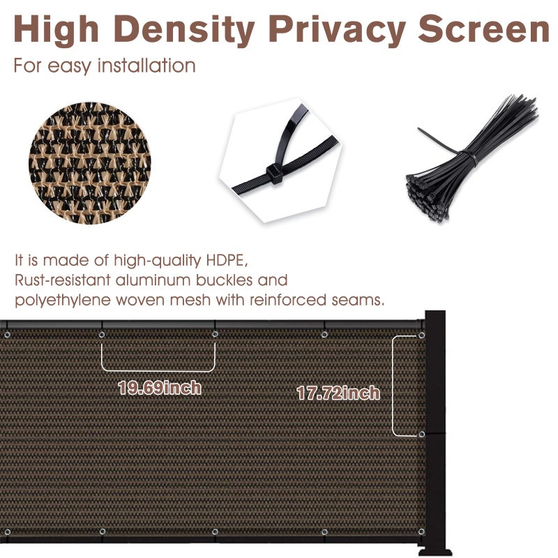 SUNNY GUARD 3'x10' Brown Balcony Deck Privacy Screen Fence, Apartments Railing Screen, Heavy Duty Wind Screen for Outdoor,Backyard,Patio,Deck Privacyï¼ˆWe Make Custom Sizesï¼‰ - Image 3