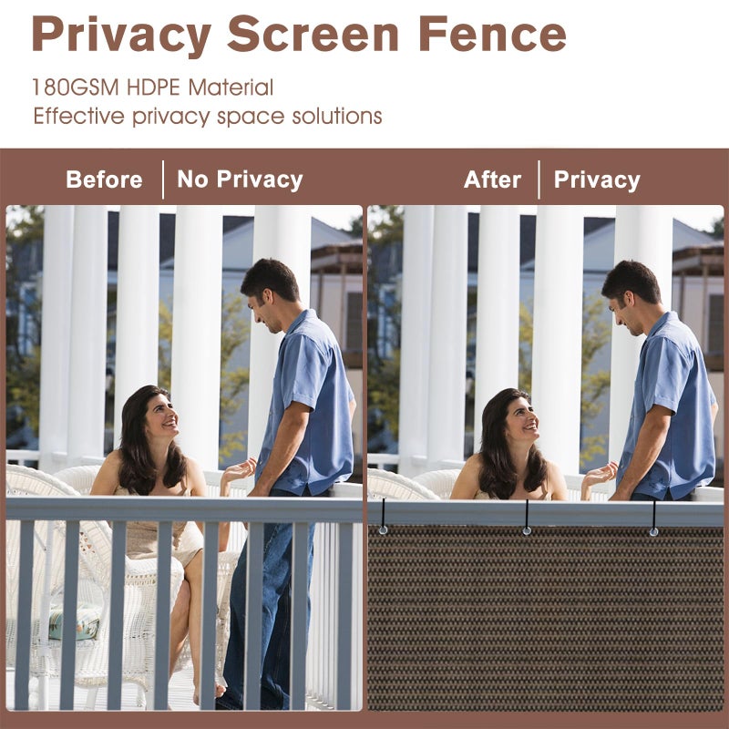 SUNNY GUARD 3'x10' Brown Balcony Deck Privacy Screen Fence, Apartments Railing Screen, Heavy Duty Wind Screen for Outdoor,Backyard,Patio,Deck Privacyï¼ˆWe Make Custom Sizesï¼‰ - Image 5