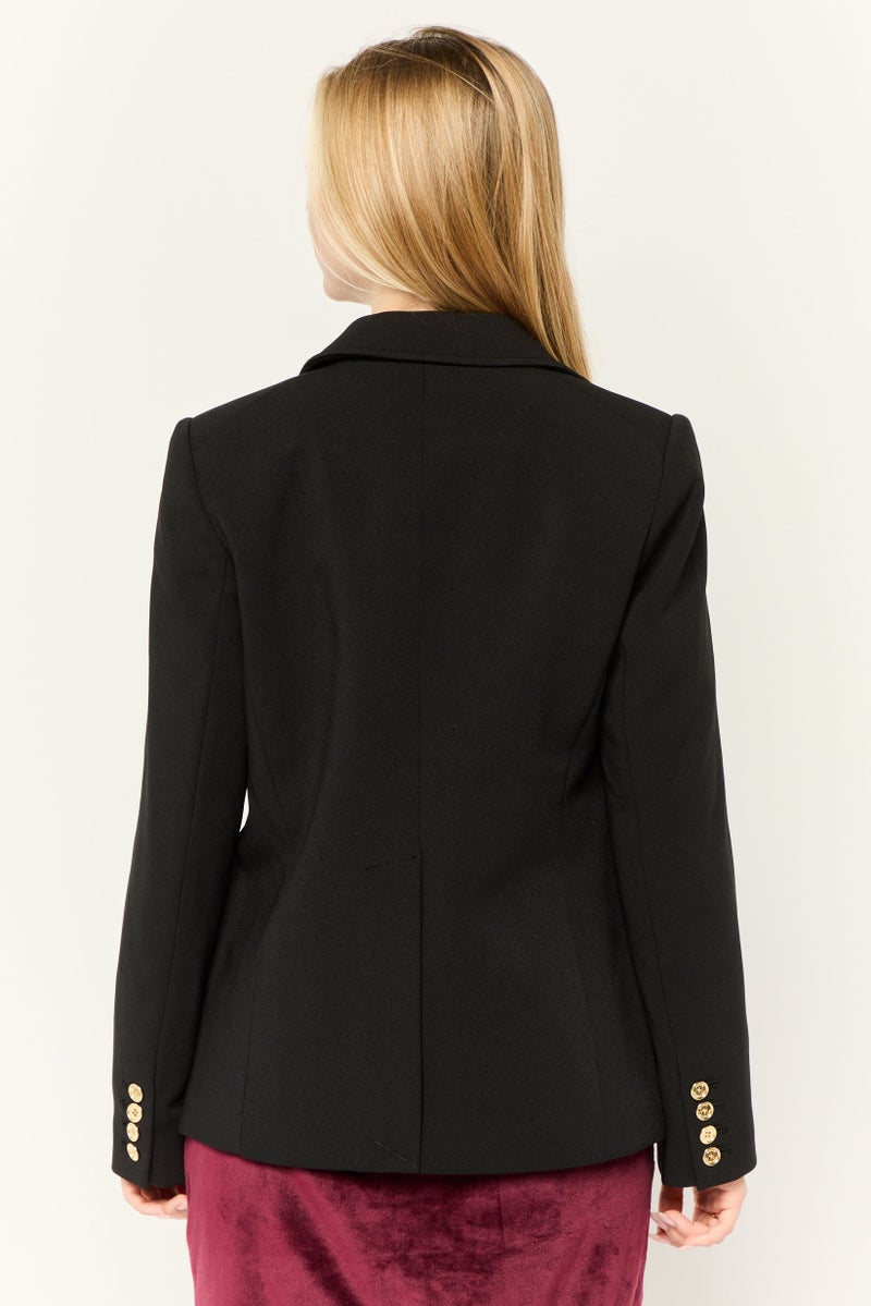 Michael Kors Women Regular Fit Solid Semi-Formal Blazer, Black  - Image 4