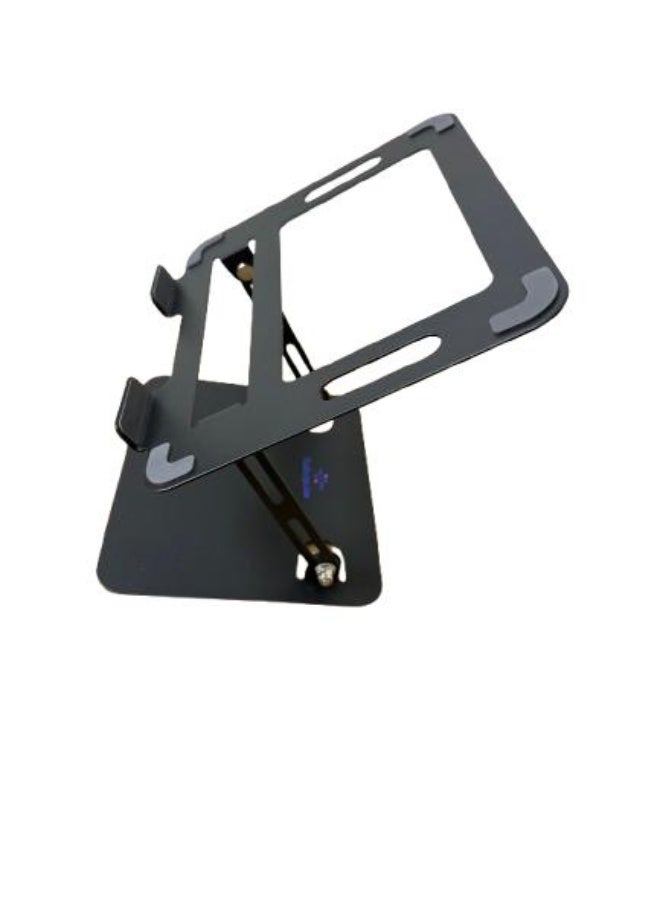 FUSIONPULSE Adjustable Laptop Stand, Portable Tablet Holder Mount, Foldable Desktop Riser,  with Spanner Black - Image 1