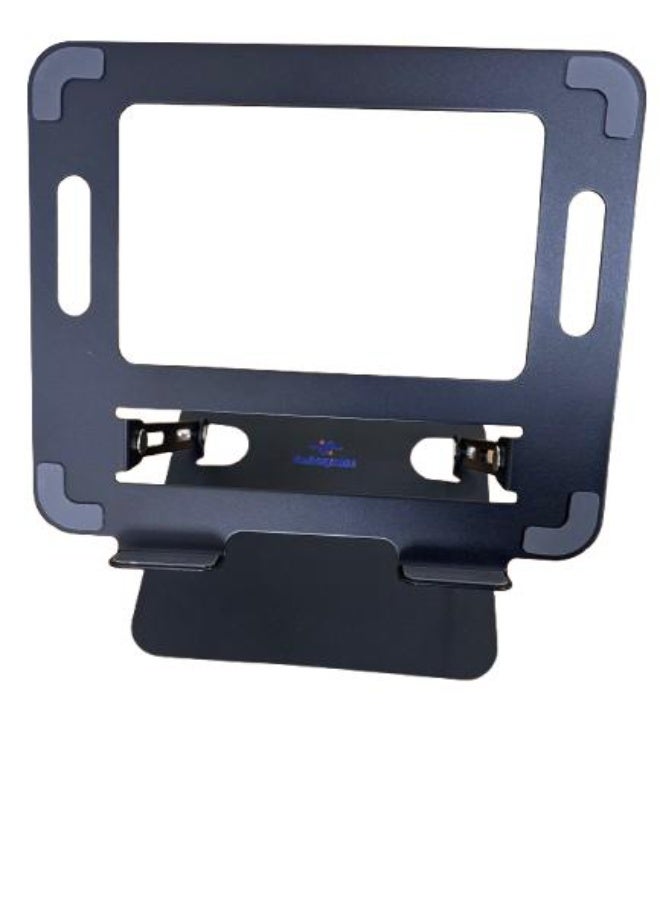 FUSIONPULSE Adjustable Laptop Stand, Portable Tablet Holder Mount, Foldable Desktop Riser,  with Spanner Black - Image 2