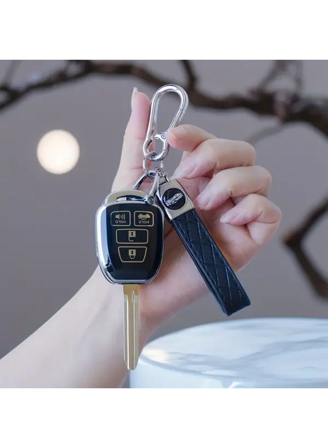 White Silvery TPU Key Fob Cover Compatible with Toyota Corolla Camry Land Cruiser RAV4 - Image 1