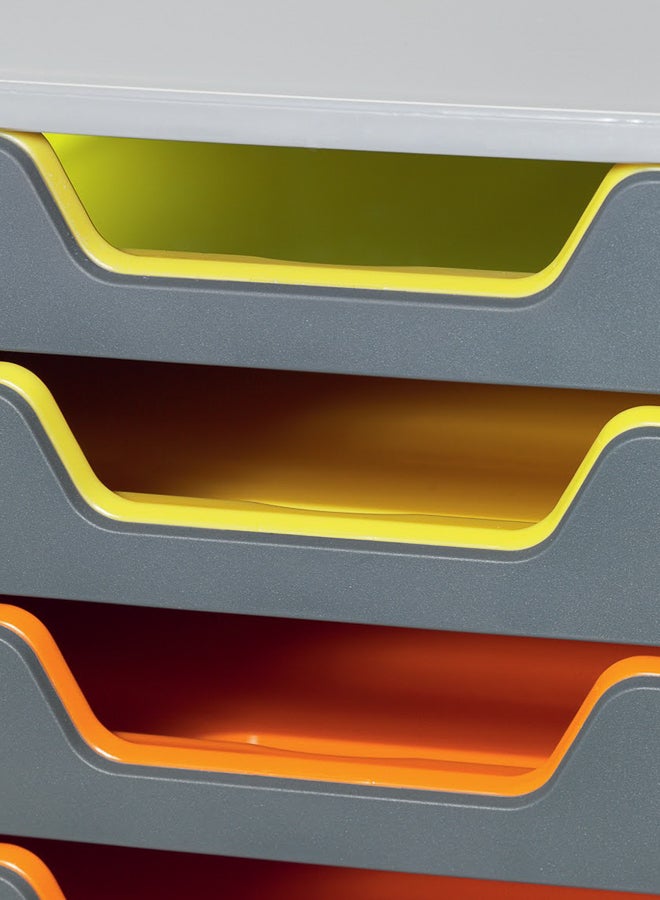 Durable A4 File Drawer — 10-Drawer Colour-Coded Organiser for A4/C4/Folio/Letter, Silent Pull-Out Stop, Transparent Label Windows, Stackable Non-Slip Storage, Made in Germany - Image 2