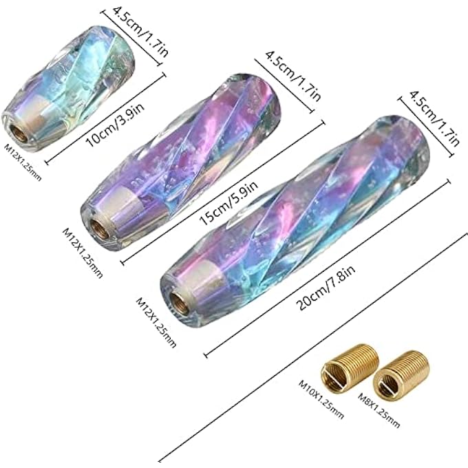 ريحني مقبض ناقل الحركة سرعة السيارة مقابض عصا ناقل الحركة مقبض ذراع التبديل الكريستالية مع 3 محولات ومقبض أوتوماتيكي لمعظم السيارات 15CM59 بوصة - Image 4