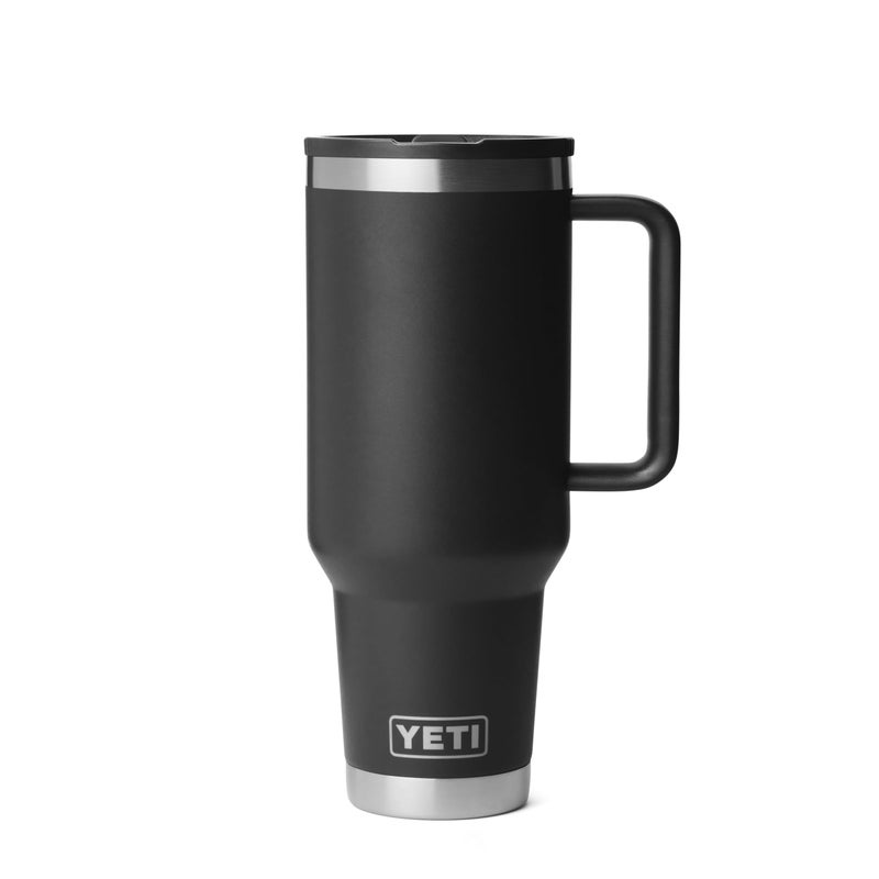 YETI Rambler 40 oz Travel Mug with Flip Straw Lid Stainless Steel Vacuum Insulated Leakproof Cup Holder Friendly Black - Image 2