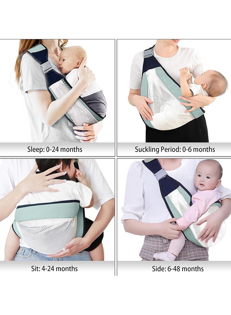 Adjustable Baby Holder Carrier, Baby Half Wrapped Sling Hip Carrier, Baby Sling Carrier with Safety Buckle One Shoulder Labor-Saving Breathable Mesh Fabric for Newborn to Toddler - Image 5
