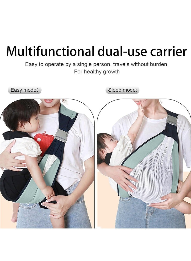 Adjustable Baby Holder Carrier, Baby Half Wrapped Sling Hip Carrier, Baby Sling Carrier with Safety Buckle One Shoulder Labor-Saving Breathable Mesh Fabric for Newborn to Toddler - Image 3