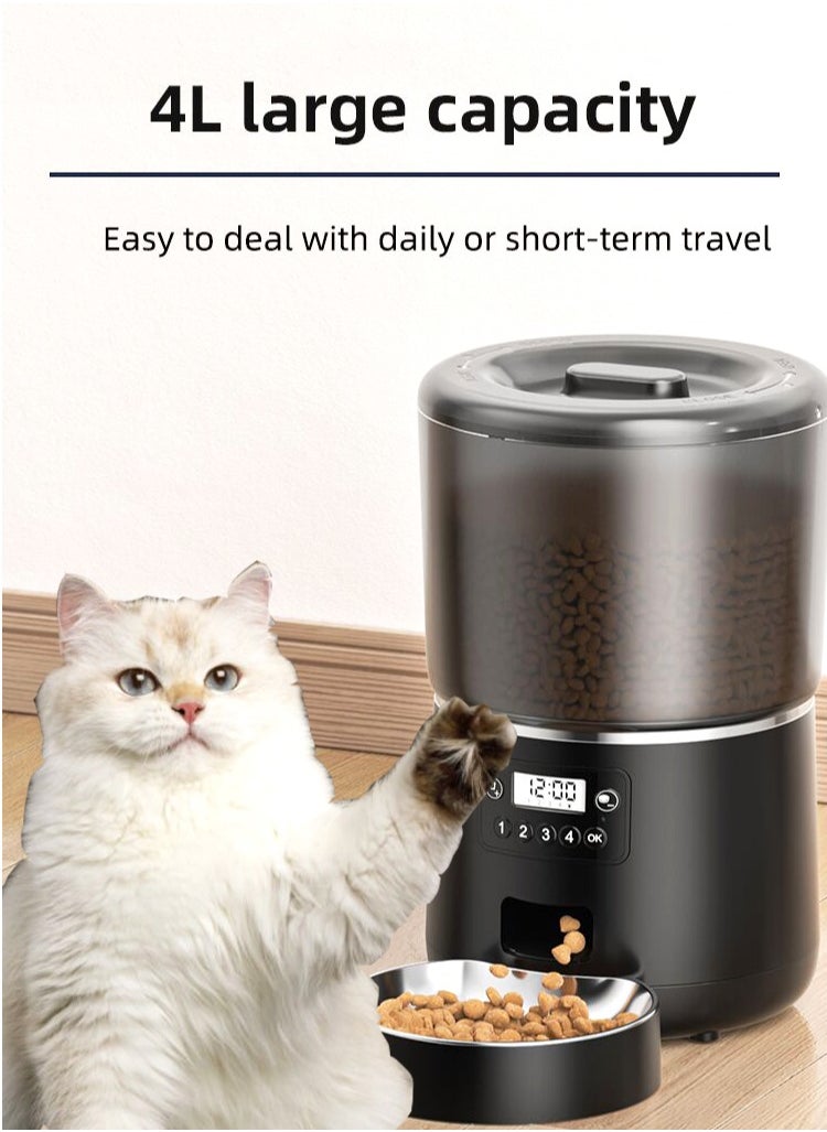 LAPET Automatic pet feeder cat feeder 4L large capacity Stainless Steel Easy to deal with daily or short-term travel  - Image 2