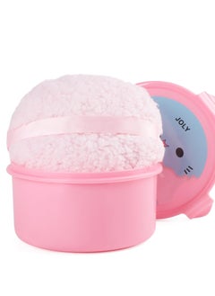 JOLY Extra Soft Powder Puff, 6" x 3" Large Body Powder Applicator, Dusting Powder Puffs with Loose Powder Container for Women (Pink)  - Image 1