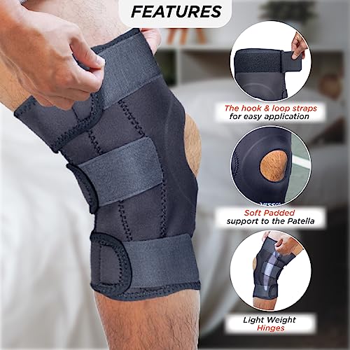 Vissco Functional Knee Support (Moderate Support) - Large (Black) Knee Brace for Pain Relief Injury Recovery Walking Running Gym & Weightlifting - Image 2