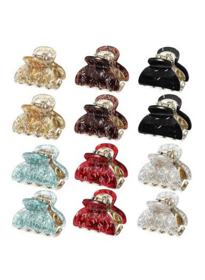 12 قطعة 4 سم مشابك شعر صغيرة من الأكريليك 4 سم مشابك شعر صغيرة بلاستيكية بلاستيكية للشعر مشابك شعر صغيرة مشابك شعر غير قابلة للانزلاق إكسسوارات شعر لامعة للفتيات النساء - Image 1